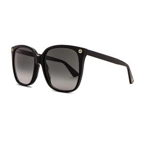 Gucci Black Square Sunglasses with Gold Accents